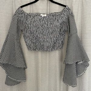 Gingham smocked crop top